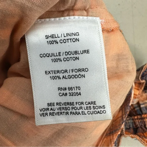 Verb by Pallavi Singhee x Anthropologie Ruffled Plaid Top Smocked Orange Medium - Picture 14 of 15